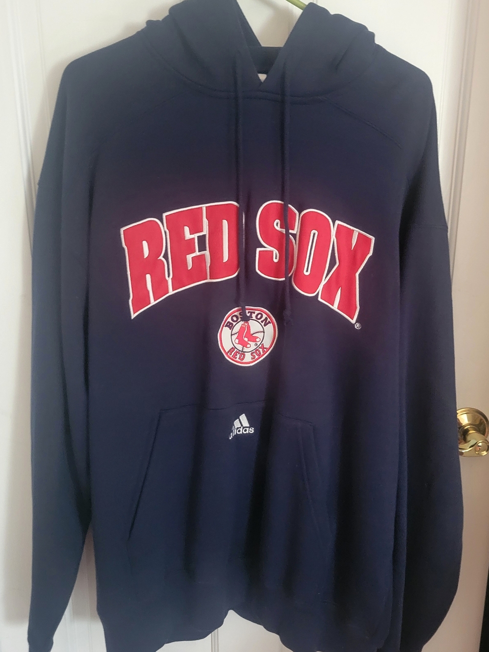 adidas Navy Blue Boston Red Sox Hoodie with Red Lettering